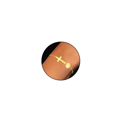 Esmoly Armband Damen Silber 925 Kreuz Armbands 18k Vergoldung Armband mit Buchstaben Geschenke für Frauen Mädchen (Gold U) von Esmoly