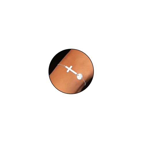 Esmoly Armband Damen Silber 925 Kreuz Armbands 18k Vergoldung Armband mit Buchstaben Geschenke für Frauen Mädchen (Silber T) von Esmoly