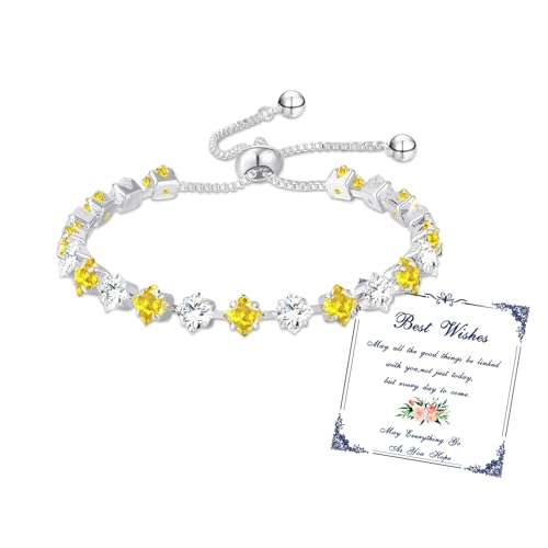 Esmoly Armband Damen Silber Tennisarmband mit Geburtsstein in 12 Farben Verstellbares Glitzer Armband Personalisiert Damenschmuck Geschenke für Frauen Freundin Mädchen Mutter Trauzeugin (11-November) Esmoly Armband Damen Silber Tennisarmband mit Geburtsstein in 12 Farben Verstellbares Glitzer Armband Personalisiert Damenschmuck Geschenke für Frauen Freundin Mädchen Mutter Trauzeugin (11-November) von Esmoly