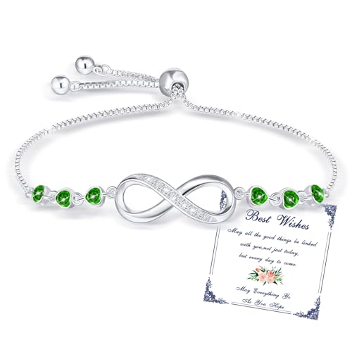Esmoly Infinity Armband Damen Silber Tennisarmband mit Herz Zirkon Unendlichkeitszeichen Einstellbar Geschenke für Frauen (05) von Esmoly