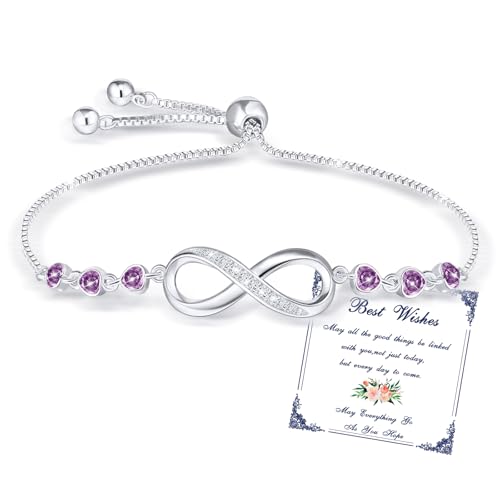 Esmoly Infinity Armband Damen Silber Tennisarmband mit Herz Zirkon Unendlichkeitszeichen Einstellbar Geschenke für Frauen (06) von Esmoly