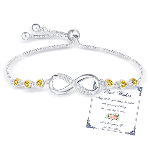Esmoly Infinity Armband Damen Silber Tennisarmband mit Herz Zirkon Unendlichkeitszeichen Einstellbar Geschenke für Frauen (11) von Esmoly