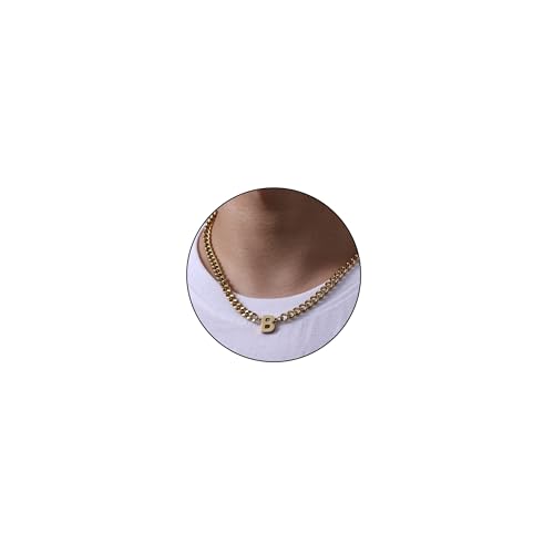 Esmoly Kette Herren Kette mit Buchstaben A-Z Silber Gold Schwarz Buchstaben Kette Edelstahl Anhänger Halsketten Necklace Men 18+2 Inches Abschluss Geburtstage Geschenke für Männer (Gold B) von Esmoly