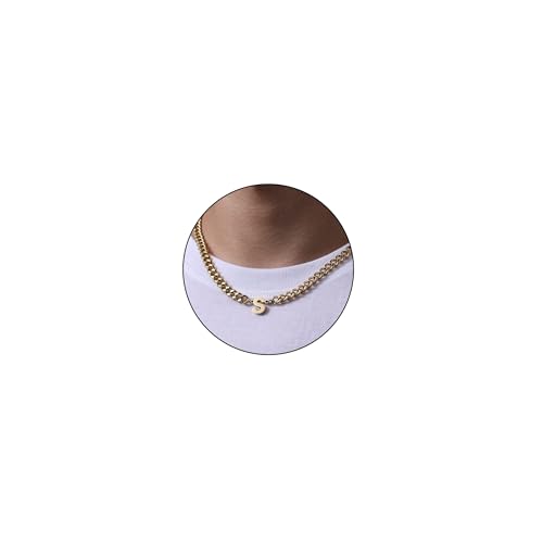 Esmoly Kette Herren Kette mit Buchstaben A-Z Silber Gold Schwarz Buchstaben Kette Edelstahl Anhänger Halsketten Necklace Men 18+2 Inches Abschluss Geburtstage Geschenke für Männer (Gold S) von Esmoly