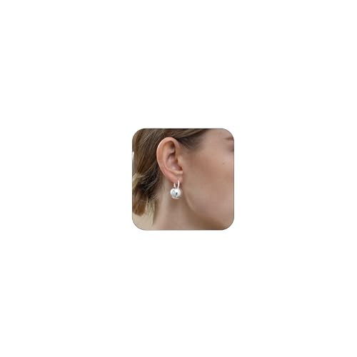 Damen Ohrringe Creolen Gold Silber Ohrringe Earrings for Women Ball Drop Reif Ohrhänger Leichtgewicht Wasserfest Hypoallergen Geschenke für Frauen (12mm, Silber) von Esmoly