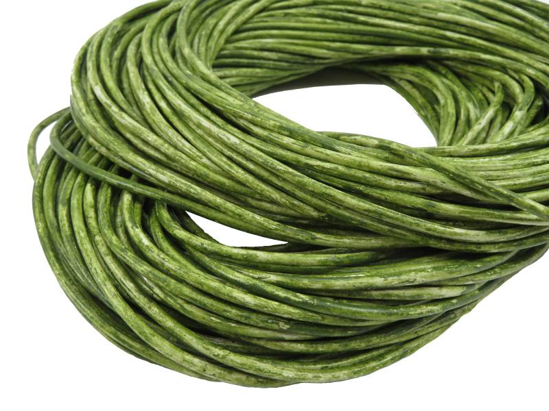 Lederschnur Rund 3 mm - Mesh Grün - echtes Leder von Esnado