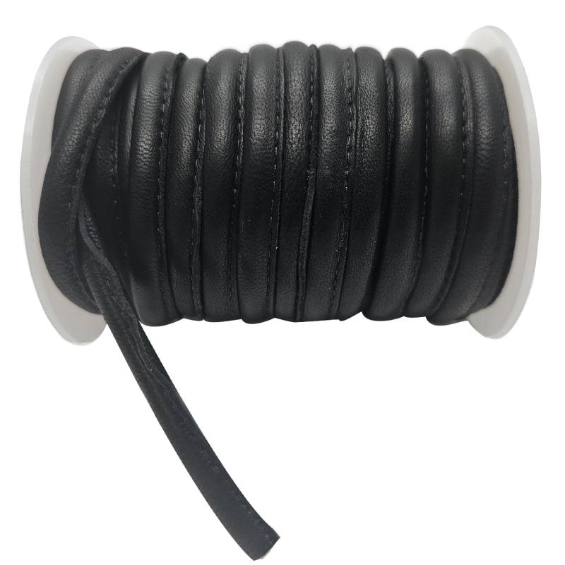 Lederschnur - seitlich gesäumt | Dicke: 6 mm - Schwarz Lederschnur - seitlich gesäumt | Dicke: 6 mm - Schwarz von Esnado
