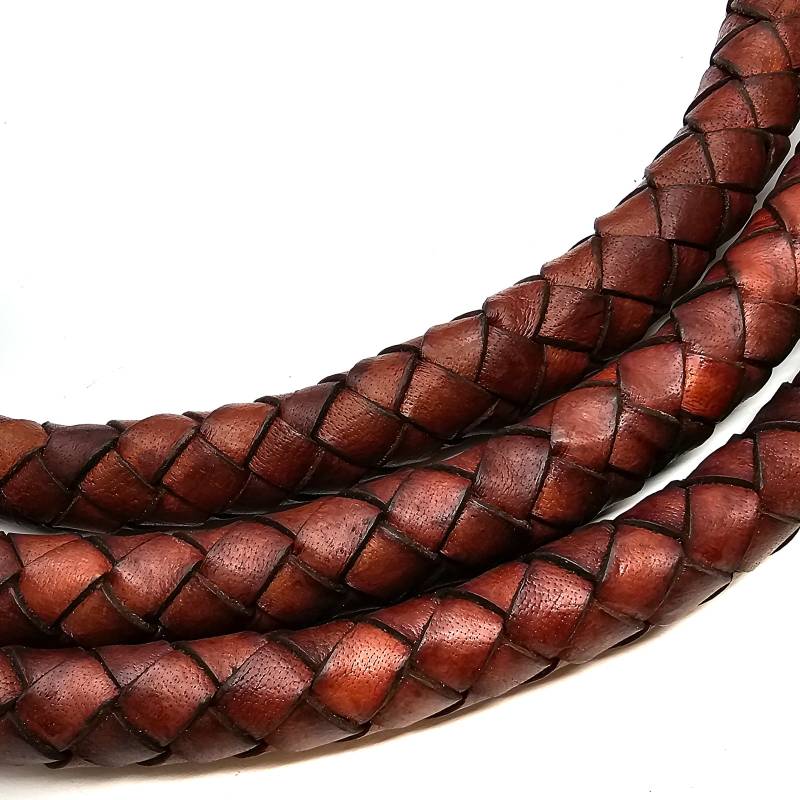esnado Geflochtene Lederschnur 20 mm —  Antik Braun - Boloband von Esnado