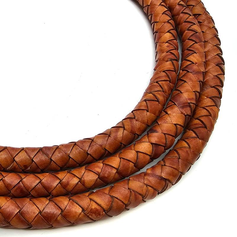 esnado Geflochtene Lederschnur 20 mm — Antik Hellbraun - Boloband esnado Geflochtene Lederschnur 20 mm — Antik Hellbraun - Boloband von Esnado
