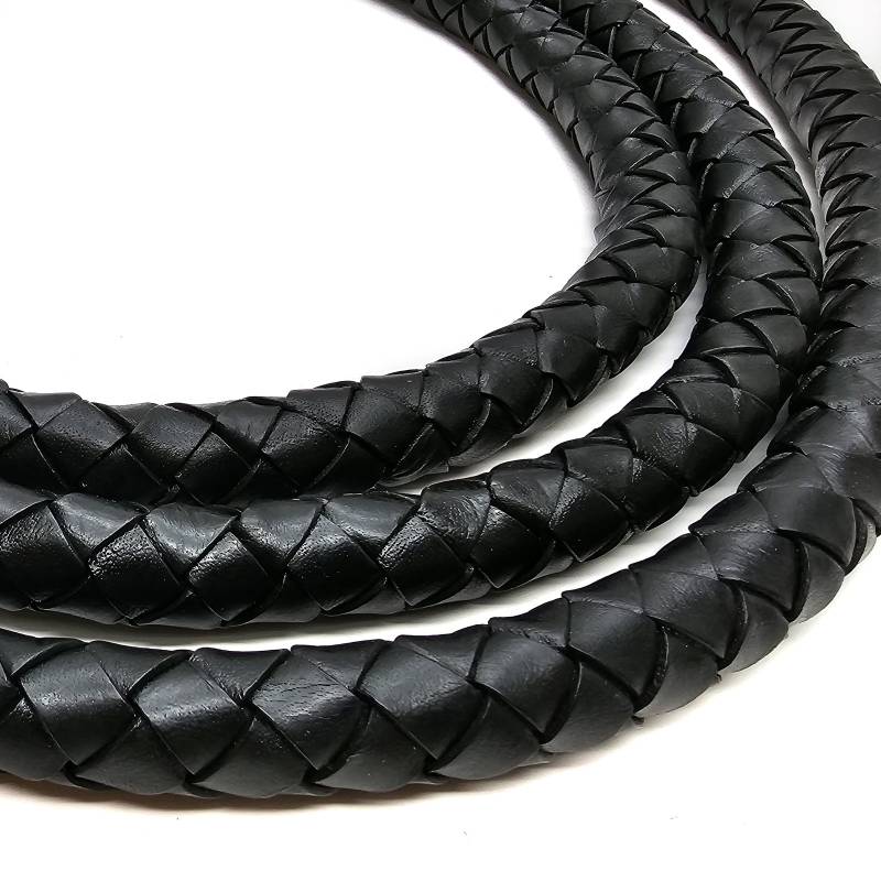 esnado Geflochtene Lederschnur 20 mm —  Schwarz - Boloband von Esnado