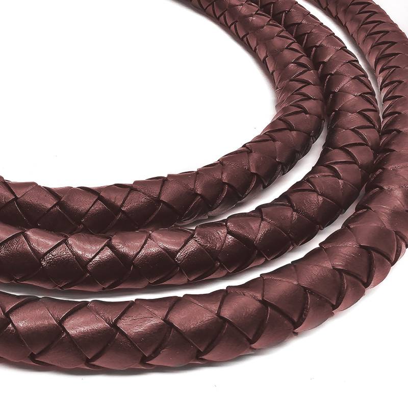 esnado Geflochtene Lederschnur 20 mm - Weinrot - Boloband von Esnado