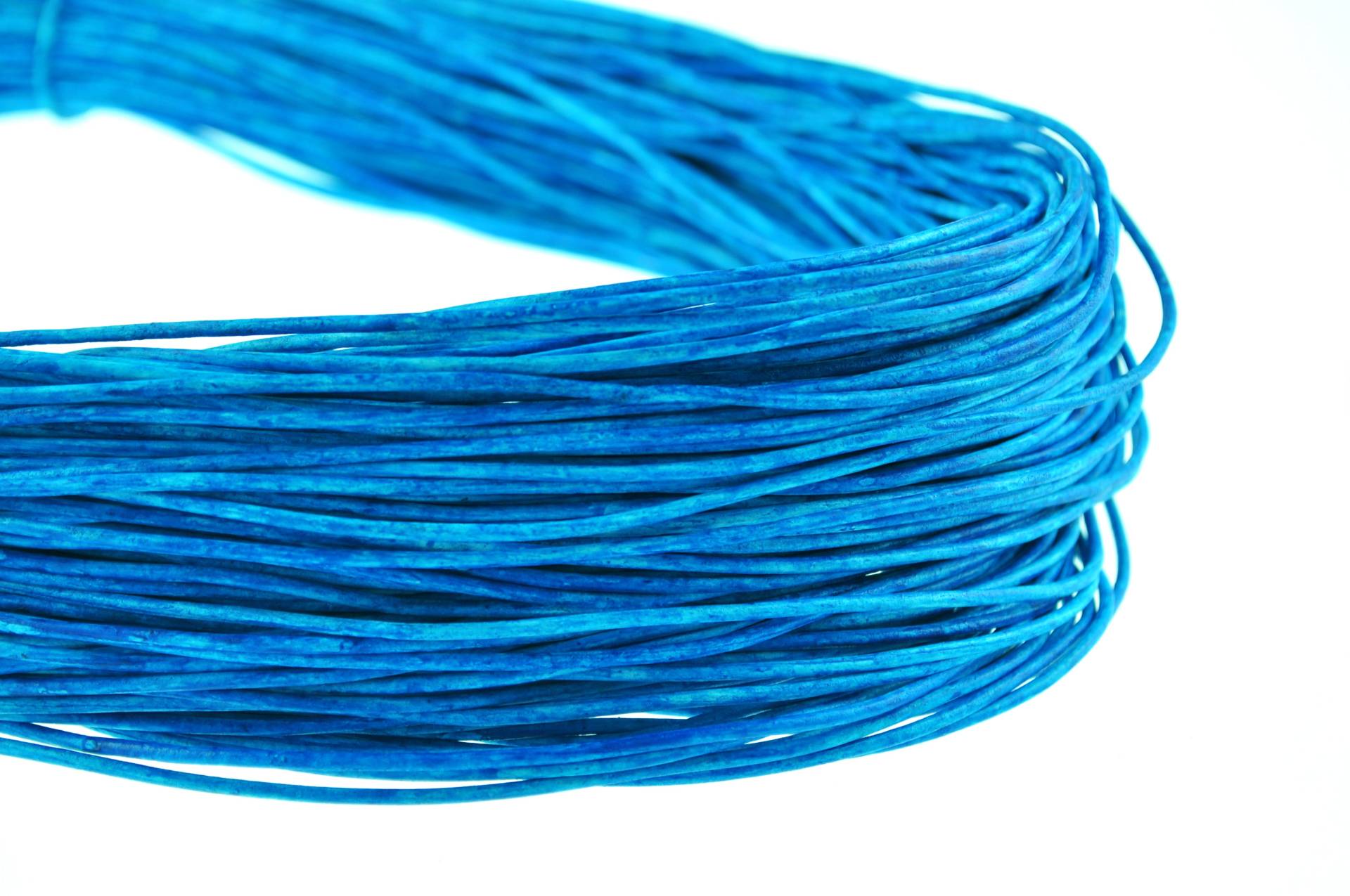 esnado Lederband 1,5 mm - Echt Leder - Mesh Azur Blau von Esnado