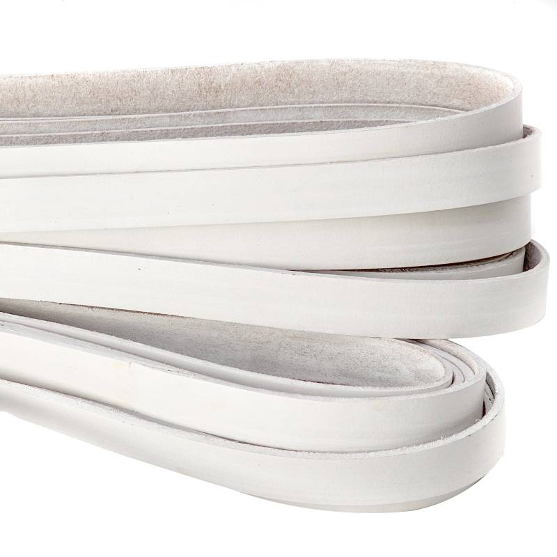 esnado Lederband Flach 15 mm x 2,5 mm - Weiß von Esnado