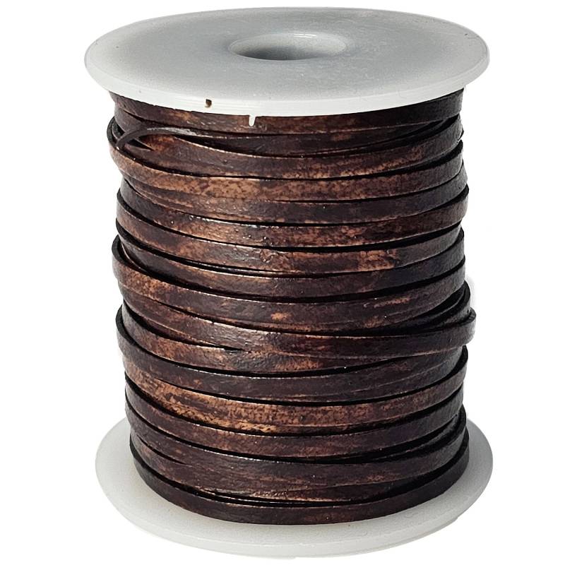 esnado Lederband Flach 3 x 1 mm - Antik Braun - echtes Leder von Esnado