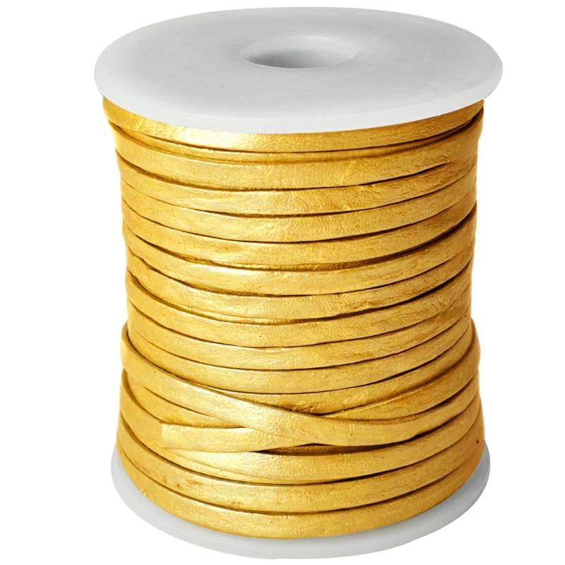 esnado Lederband Flach 3 x 1 mm - Gold - echtes Leder esnado Lederband Flach 3 x 1 mm - Gold - echtes Leder von Esnado