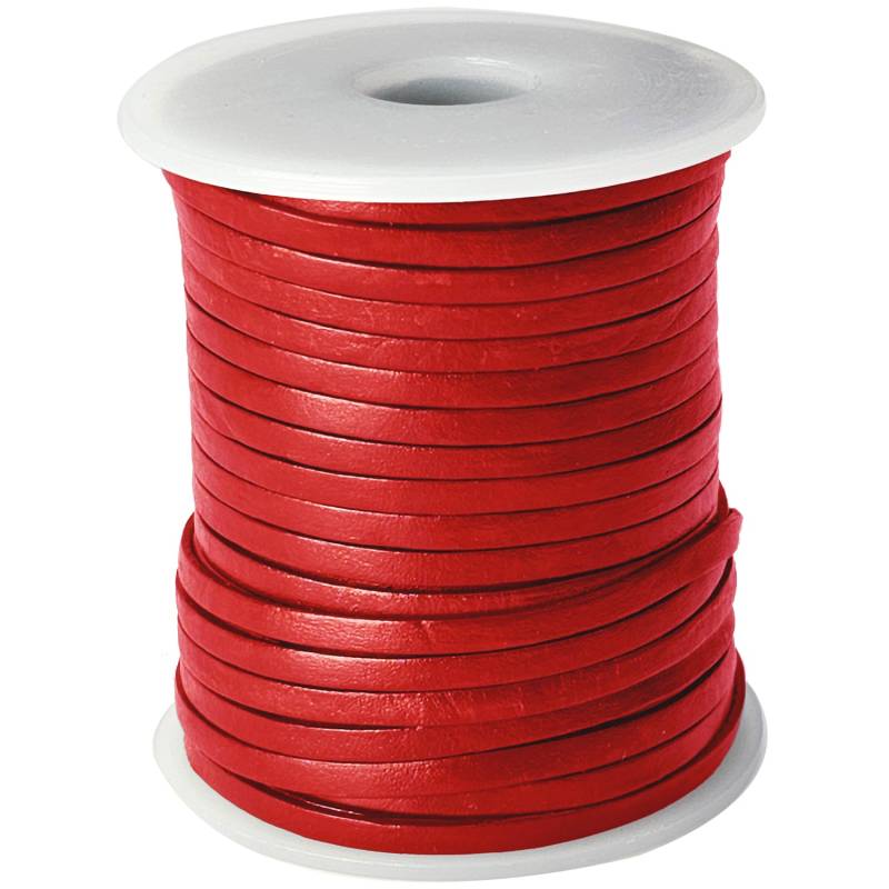 esnado Lederband Flach 3 x 1 mm - Rot - echtes Leder von Esnado