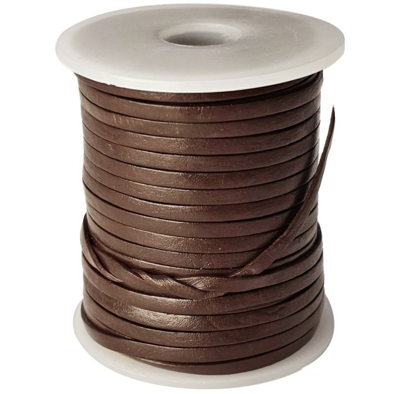 esnado Lederband Flach 3 x 1 mm - Schokobraun - echtes Leder von Esnado