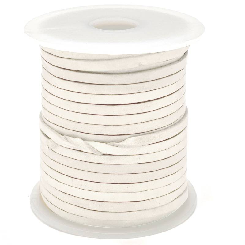 esnado Lederband Flach 3 x 1 mm - Weiß - echtes Leder von Esnado