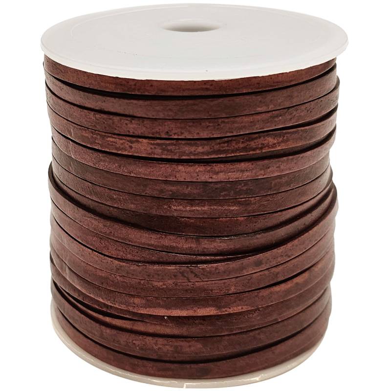 esnado Lederband Flach 4 x 1 mm - Antik Braun - echtes Leder von Esnado