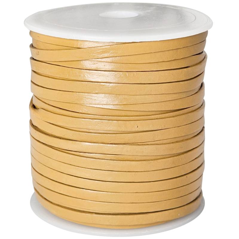 esnado Lederband Flach 4 x 1 mm - Creme - echtes Leder von Esnado
