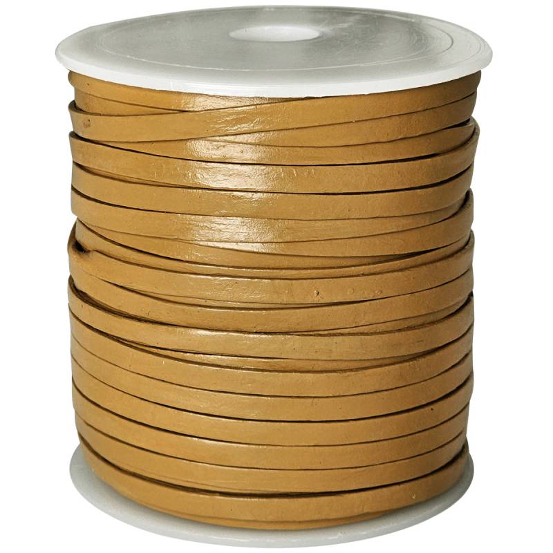 esnado Lederband Flach 4 x 1 mm - Curry - echtes Leder von Esnado