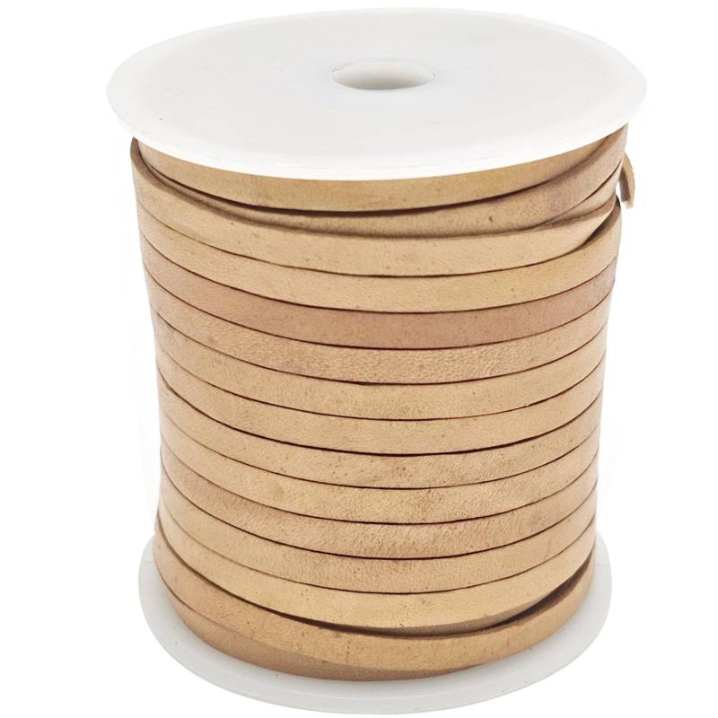 esnado Lederband Flach 4 x 1 mm - Natur - echtes Leder von Esnado