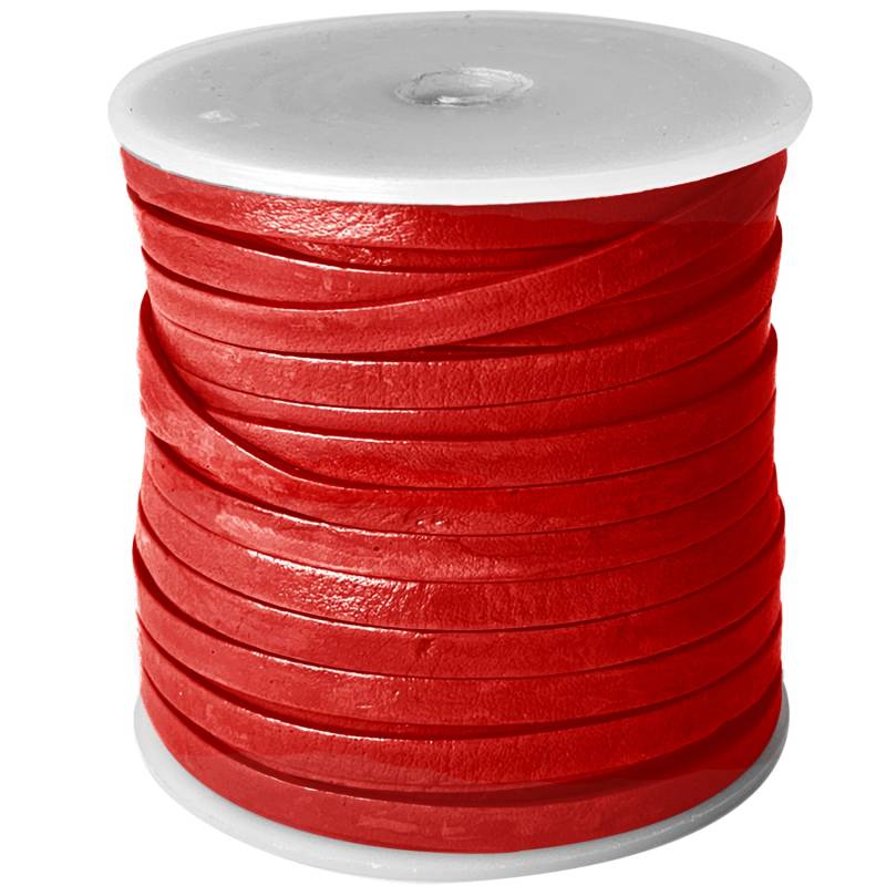 esnado Lederband Flach 4 x 1 mm - Rot von Esnado