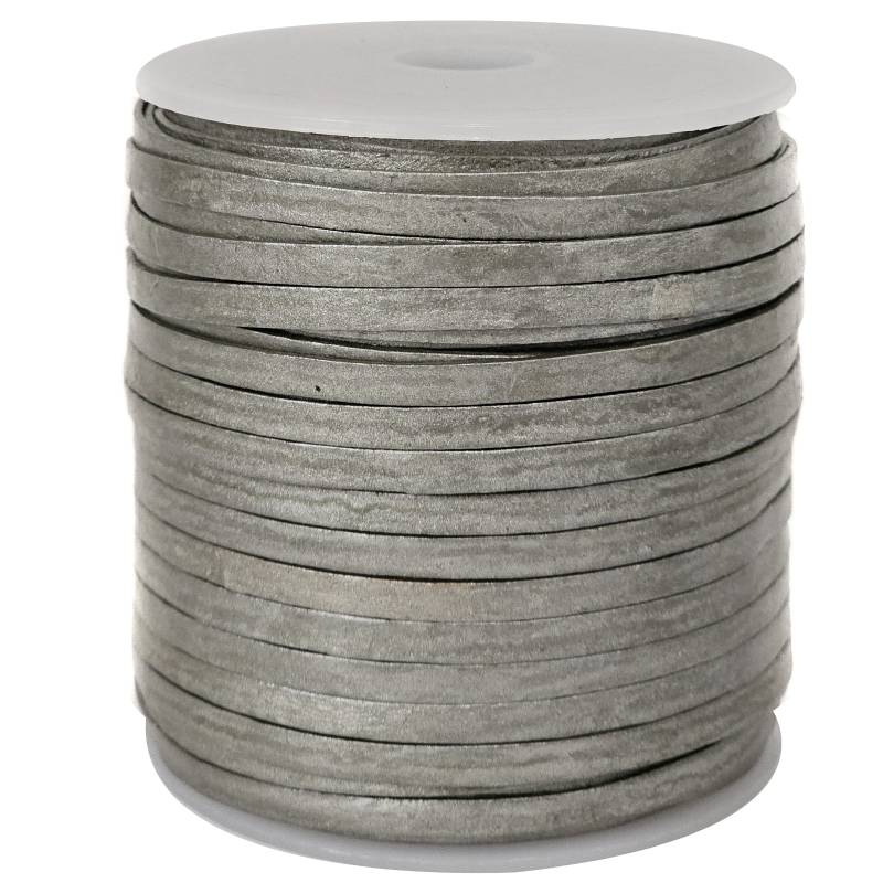 esnado Lederband Flach 4 x 1 mm - Silber - echtes Leder esnado Lederband Flach 4 x 1 mm - Silber - echtes Leder von Esnado