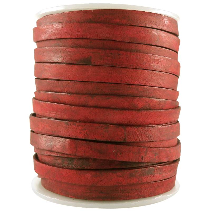 esnado Lederband Flach 6 mm - Antik Rot esnado Lederband Flach 6 mm - Antik Rot von Esnado