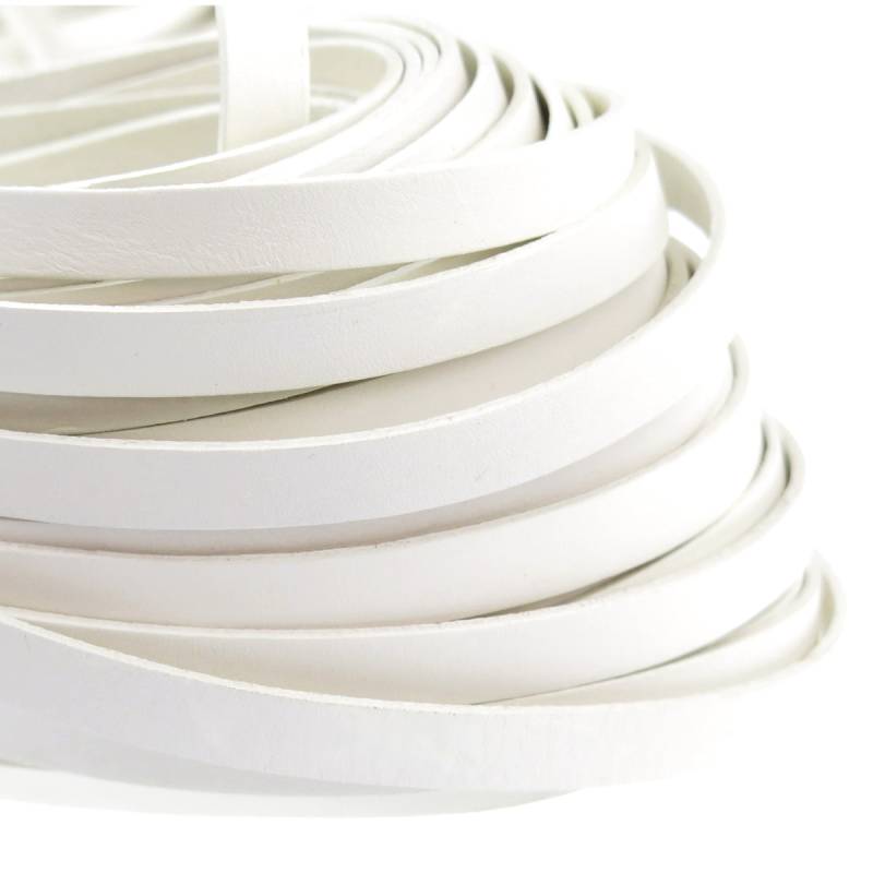 esnado Lederband flach, 10 mm x 2 mm  - Weiß von Esnado