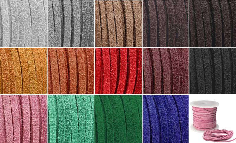 esnado Lederband flach - 3 x 1,5 mm - Wildleder von Esnado