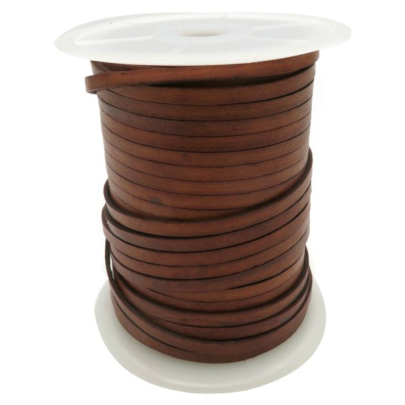 esnado Lederband flach - Breite 5 mm - Antik Braun von Esnado