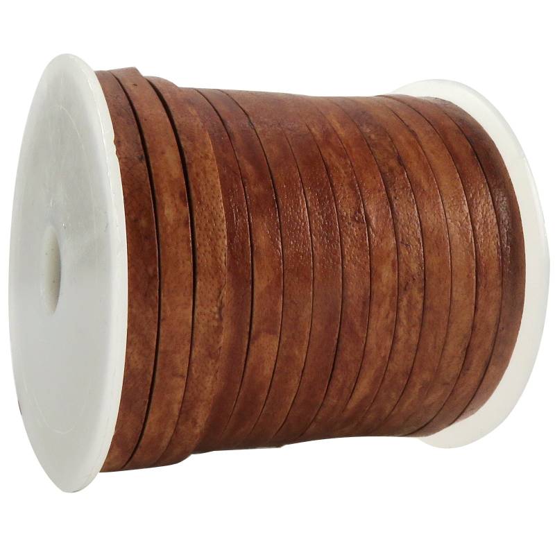 esnado Lederband flach - Breite 5 mm - Antik Hellbraun von Esnado
