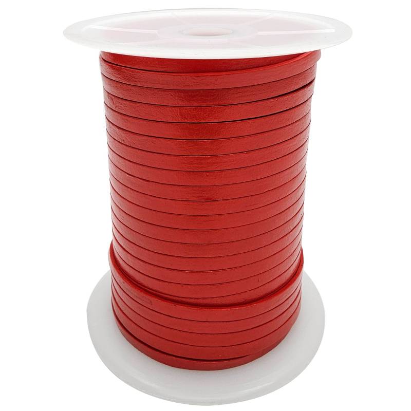 esnado Lederband flach - Breite 5 mm - Orangerot von Esnado