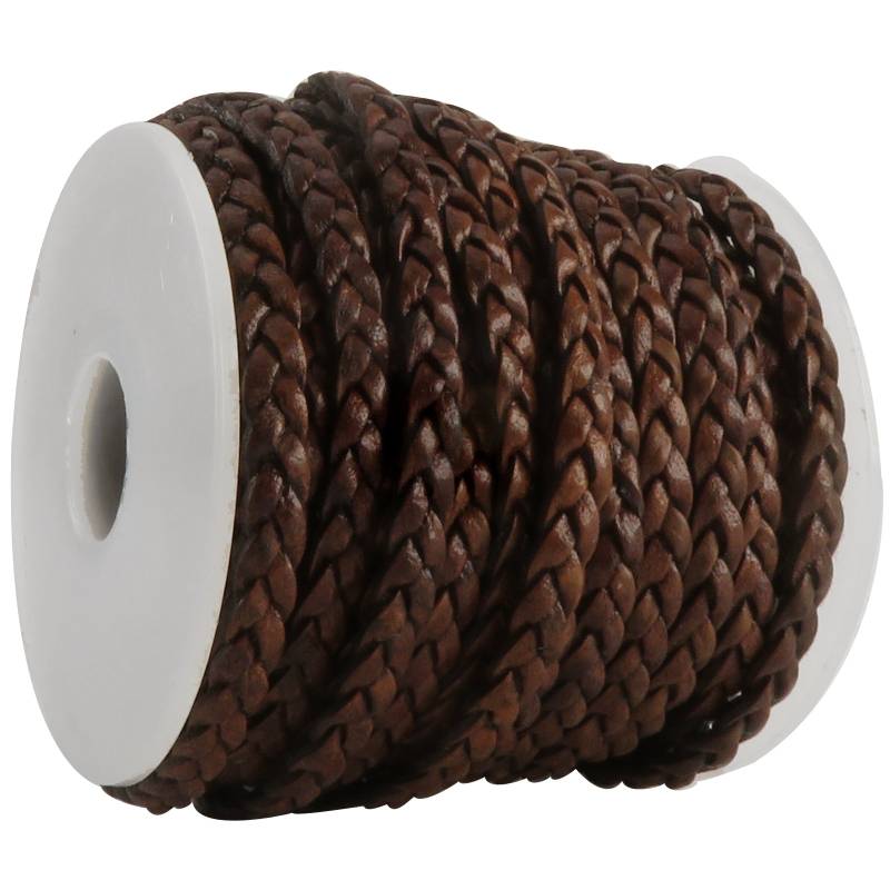 esnado Lederband flach geflochten, 5 mm x 2 mm - Antik Braun von Esnado