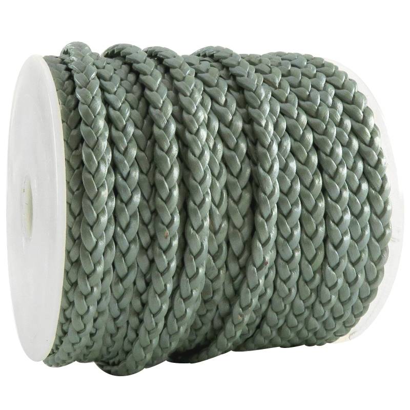 esnado Lederband flach geflochten, 5 mm x 2 mm - Türkis Metallic von Esnado