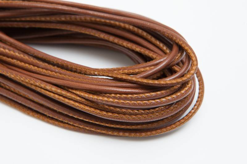 esnado Lederband gesäumt, Ø 2,5 mm - Hellbraun von Esnado