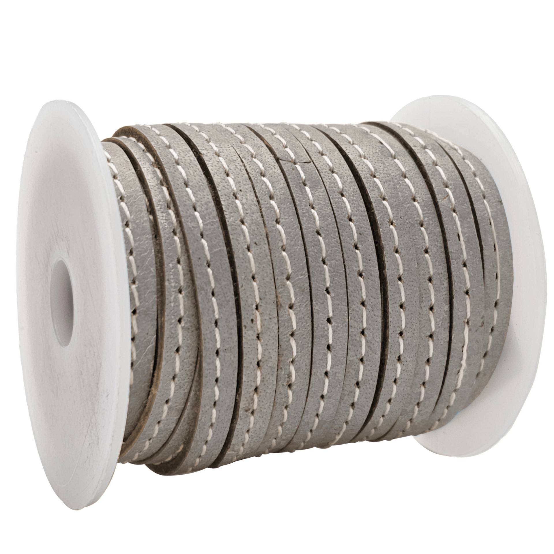esnado Lederband mit Ziernaht  5 mm - Grau von Esnado