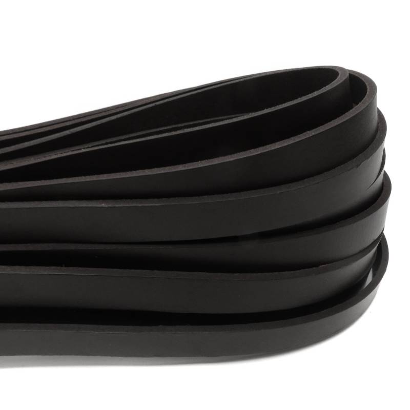 esnado Lederriemen Flach 15 mm x 3 mm - Schwarz von Esnado