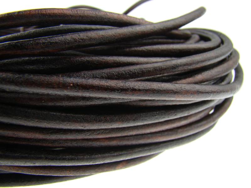 esnado Lederriemen Rund 5 mm - Antik Braun von Esnado