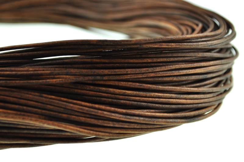 esnado Lederschnur 2mm in Mesh Holzbraun – Echtes Rindsleder von Esnado