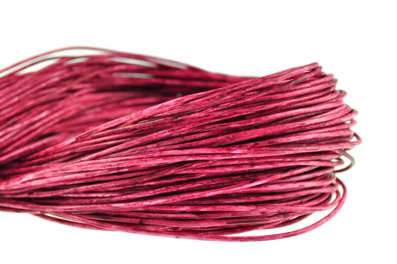 esnado Lederschnur 2mm in Mesh Karminrot – Echtes Rindsleder von Esnado