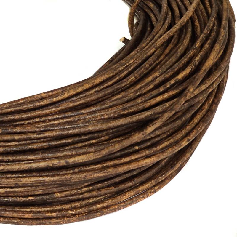 esnado Lederschnur Rund 3 mm - Mesh Holzbraun - echtes Leder von Esnado