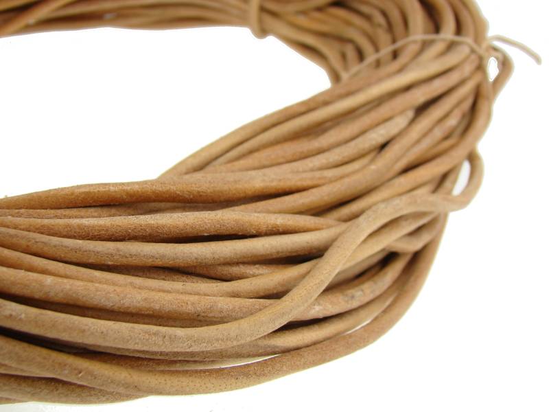 esnado Lederschnur Rund 4 mm - Natur - echtes Leder von Esnado