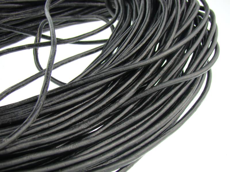 esnado Lederschnur Rund 4 mm - Schwarz - echtes Leder von Esnado