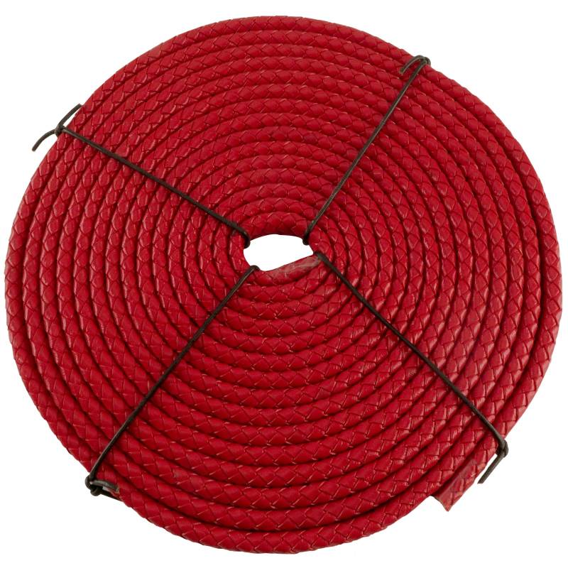 esnado Oval geflochtene Lederschnur Rot – 10 mm x 6 mm von Esnado