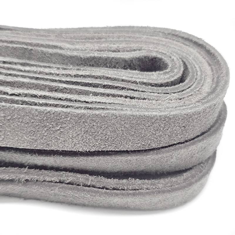 esnado Wildlederband flach, 15 mm x 2,5 mm - Grau von Esnado