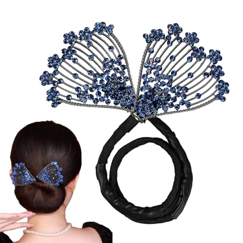 Esncddym Geschickter Haarknotenmacher, Haarspangen mit Strasssteinen - Eleganter French Hair Twist Strass-Haarknoten - Vintage-Haarknoten-Clip, flexibler Haarschmuck für Frauen und Mädchen von Esncddym