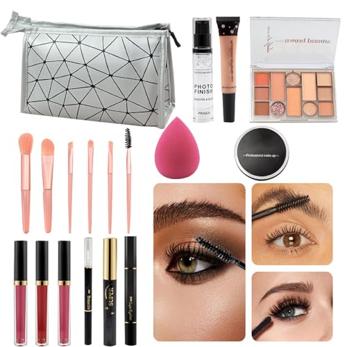 Esncddym Komplettes Make-up-Set, Make-up-Set für Anfänger - Make-up-Paket enthält Lidschatten-Lippenstift - Damen-Make-up-Sets, komplettes Kit, 18-teilig/Set, Starter-Make-up-Paket für Anfänger und Esncddym Komplettes Make-up-Set, Make-up-Set für Anfänger - Make-up-Paket enthält Lidschatten-Lippenstift - Damen-Make-up-Sets, komplettes Kit, 18-teilig/Set, Starter-Make-up-Paket für Anfänger und von Esncddym