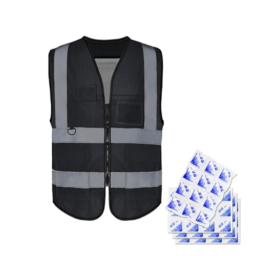 Esncddym Kühlweste mit Kühlakkus, Kühlsicherheitsweste - Reflektierende Sicherheitskleidung Kühljacke Westen | Klimaanlagenweste mit Mesh-Design und Taschen für Männer und Frauen bei der Arbeit bei von Esncddym